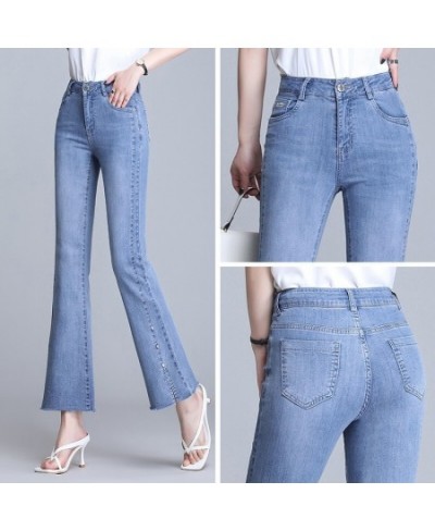 Summer High Waisted Jeans Woman Flare Pants Womens Jeans for Women Bell Bottoms Women Denim Jeans Ankle Length $68.52 - Jeans