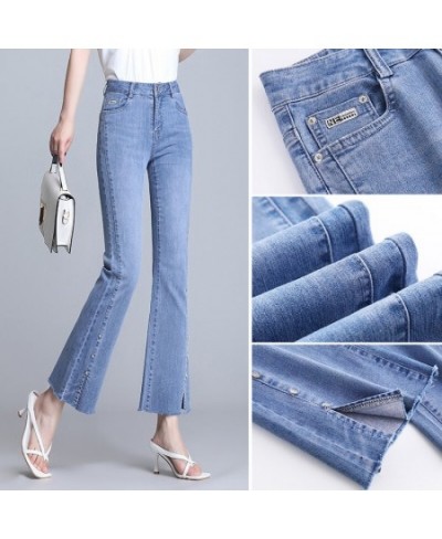 Summer High Waisted Jeans Woman Flare Pants Womens Jeans for Women Bell Bottoms Women Denim Jeans Ankle Length $68.52 - Jeans