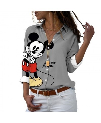 2022 autumn new top cartoon slim long sleeve Winnie the Pooh pattern shirt spring chiffon loose top $25.59 - Women Tops