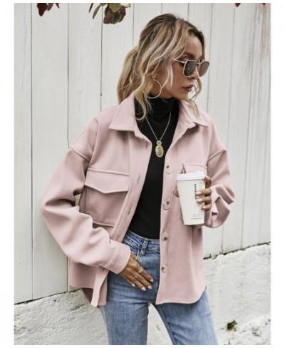 Women's Long-sleeved Fashion Women's Clothing 2023 Fall/winter New Style Lapel Single-breasted Thick Woolen Loose Casual Jack...