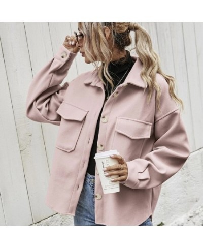 Women's Long-sleeved Fashion Women's Clothing 2023 Fall/winter New Style Lapel Single-breasted Thick Woolen Loose Casual Jack...