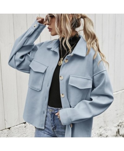 Women's Long-sleeved Fashion Women's Clothing 2023 Fall/winter New Style Lapel Single-breasted Thick Woolen Loose Casual Jack...