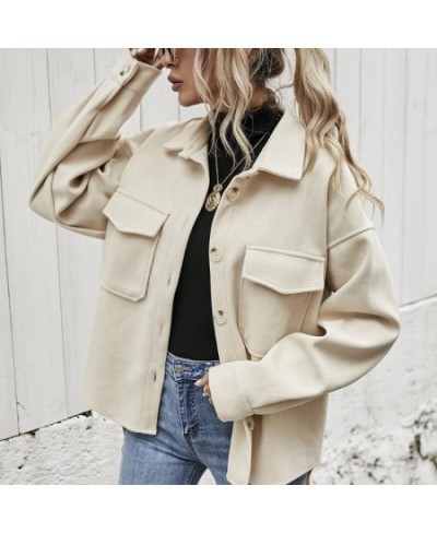 Women's Long-sleeved Fashion Women's Clothing 2023 Fall/winter New Style Lapel Single-breasted Thick Woolen Loose Casual Jack...