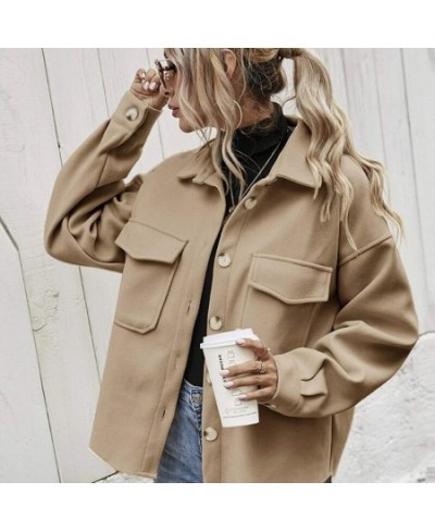 Women's Long-sleeved Fashion Women's Clothing 2023 Fall/winter New Style Lapel Single-breasted Thick Woolen Loose Casual Jack...