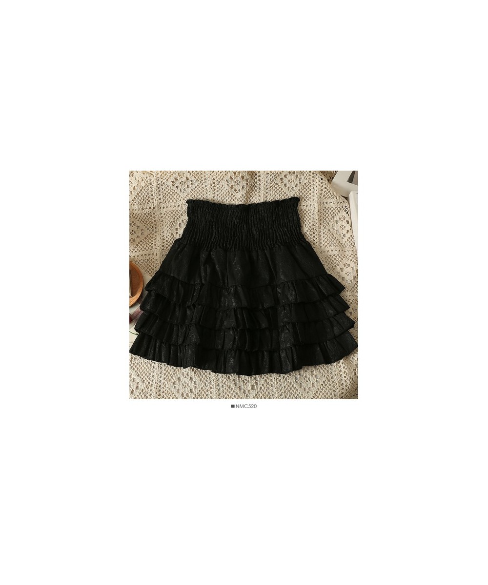 sweet skirt women 2023 summer solid ruffles a line empire mini cake skirts slim korean outwear fashion chic wild clothing $32...