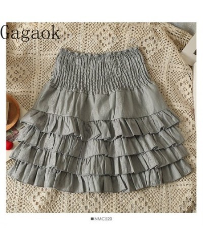 sweet skirt women 2023 summer solid ruffles a line empire mini cake skirts slim korean outwear fashion chic wild clothing $32...