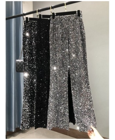 High Waisted Streetwear Loose Micro Flared Show Tall Waist Trousers of Silver Pants To Mop The Floor Female Pants $44.09 - Pa...