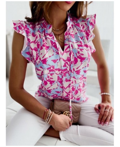 Women Casual Tops And Blouses Sleeveless V Neck Office Shirt Summer Female Patchwork Hollow Out Sexy Slim Fit Tops $34.07 - W...