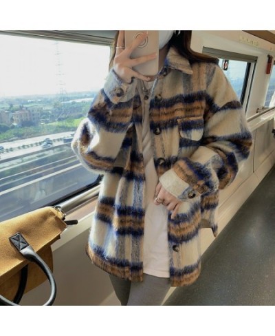 Plaid woolen shirt coat women's spring and winter 2022 new loose and versatile retro medium length woolen coat trend $104.18 ...