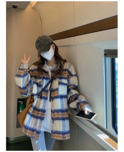 Plaid woolen shirt coat women's spring and winter 2022 new loose and versatile retro medium length woolen coat trend $104.18 ...