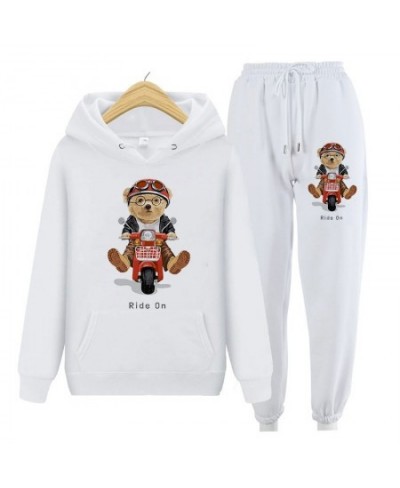 Harajuku 2 Piece Sets Women Tracksuit Warm Pullover Hoodies & Casual Jogging Pant Kawaii Bear Cartoon Print Outfits Sweatshir...