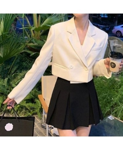 Black Long-sleeved Suit Blazers Women's 2023 New Design Temperament Short Tops Office Lady Solid Color Loose Coats $42.73 - S...