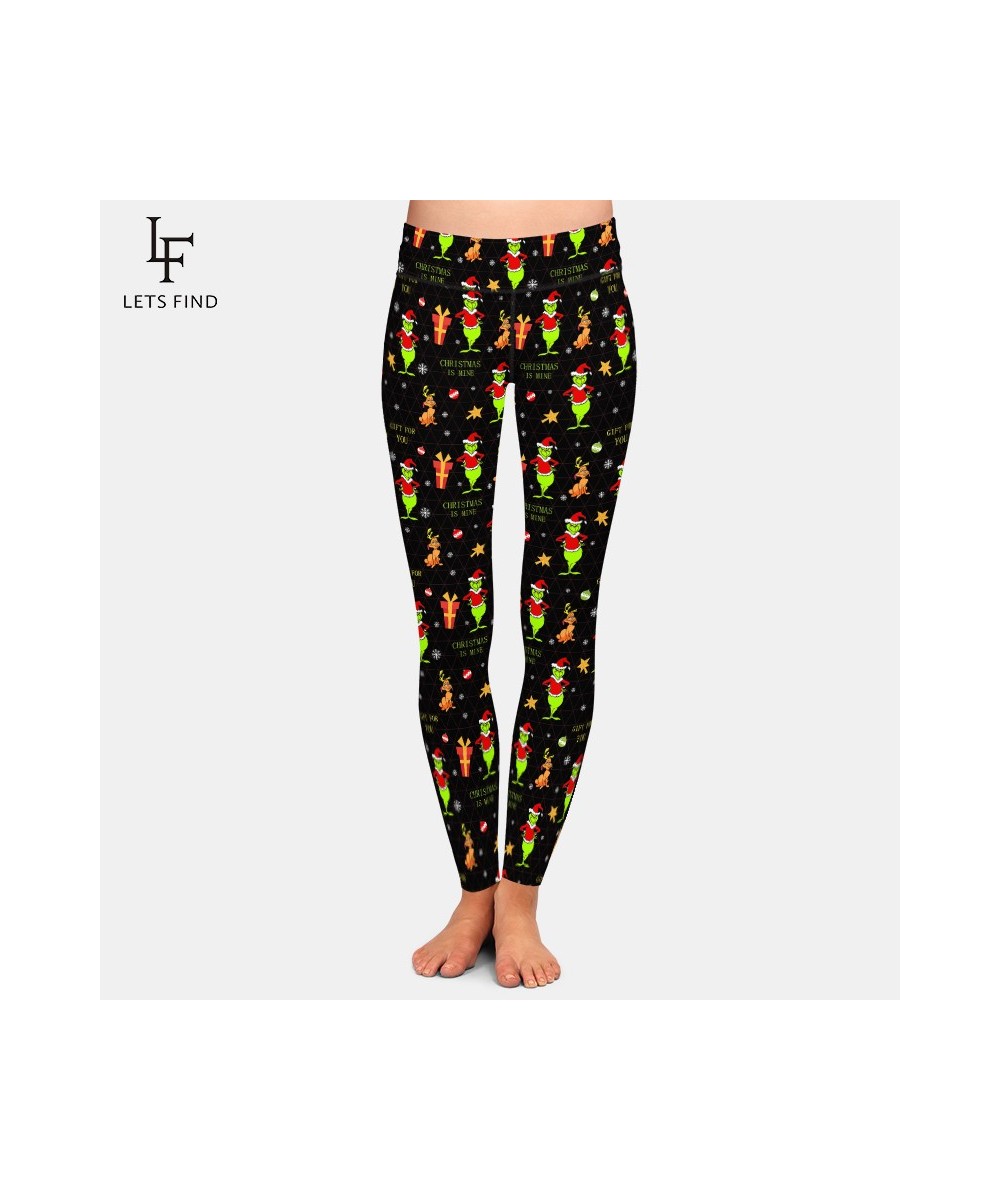 New Workout Leggings Fashion Women High Waist Christmas Print Black Leggings $23.93 - Bottoms