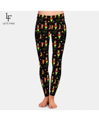 New Workout Leggings Fashion Women High Waist Christmas Print Black Leggings $23.93 - Bottoms