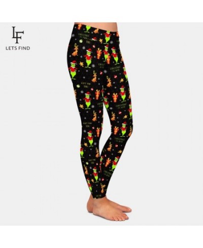 New Workout Leggings Fashion Women High Waist Christmas Print Black Leggings $23.93 - Bottoms