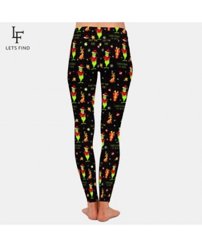 New Workout Leggings Fashion Women High Waist Christmas Print Black Leggings $23.93 - Bottoms