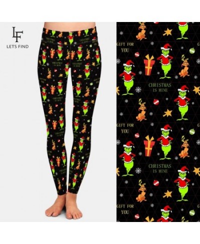 New Workout Leggings Fashion Women High Waist Christmas Print Black Leggings $23.93 - Bottoms