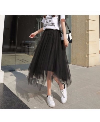 Mesh Skirts For Womens Skirt Lace Tulle Bouffant Puffy Skirt Fashion Tutu Skirts Spring Summer Elastic Skirt Black Pink $26.0...