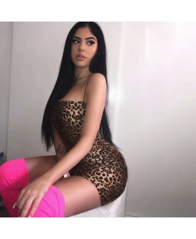 Women Sexy Bodycon Spaghetti Strap Sleeveless Beach Dress Leopard/ Tiger Pattern Print Short Mini Dress $22.66 - Dresses