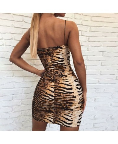 Women Sexy Bodycon Spaghetti Strap Sleeveless Beach Dress Leopard/ Tiger Pattern Print Short Mini Dress $22.66 - Dresses