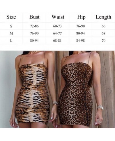 Women Sexy Bodycon Spaghetti Strap Sleeveless Beach Dress Leopard/ Tiger Pattern Print Short Mini Dress $22.66 - Dresses