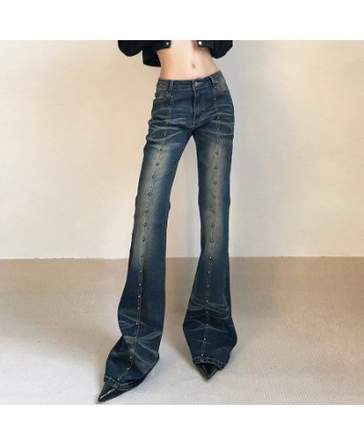 90s Baggy Jeans Woman Vintage Grunge Trousers Distressed Y2k Flared Jeans Streetwear Low Rise Rivet Stitching Pants Women $63...