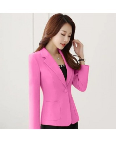 Autumn Solid Color Elegant Red Blazer Women Jacket England Style Slim Fit Long Sleeve Outerwear Notched Collar Single Button ...