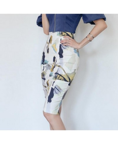 Korean new spring summer printed pencil skirt 2023 fashion OL slim high waist black split step skirt q734 $56.32 - Skirts