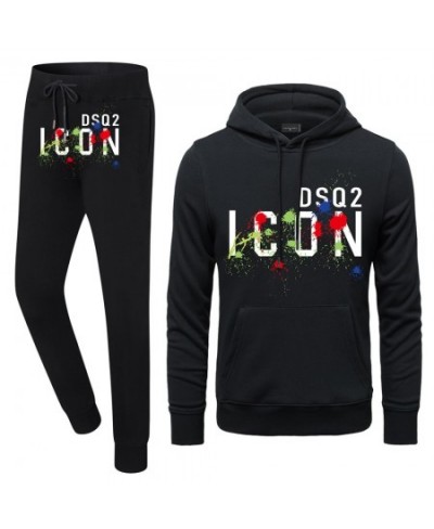 Mens New Spring Autumn Tracksuit Sets DSQ2 Brand Mens Casual Print Cotton 2 Piece (Hoodies+Pants) Sets Street Sport Jogger Se...