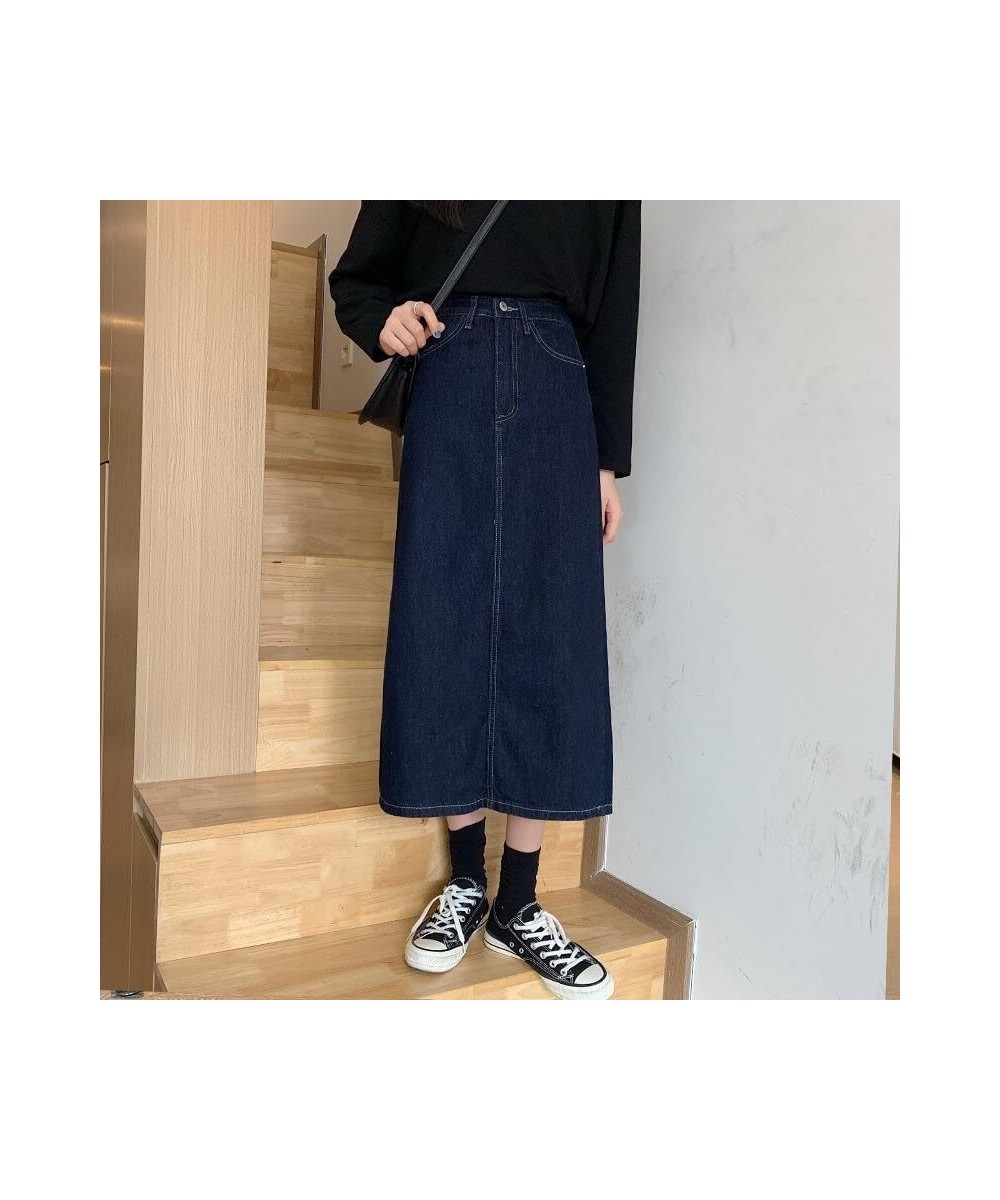 Skirts Women Casual Denim High Waist Straight Mid-calf Solid All-match Streetwear Elegant Retro Vintage Ulzzang Spring Female...