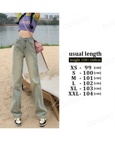 Woman Jeans High Waist Wide Leg Blue Vintage Harajuku BF Style Pants Streetwear Denim Fashion Straight Trousers $44.10 - Jeans