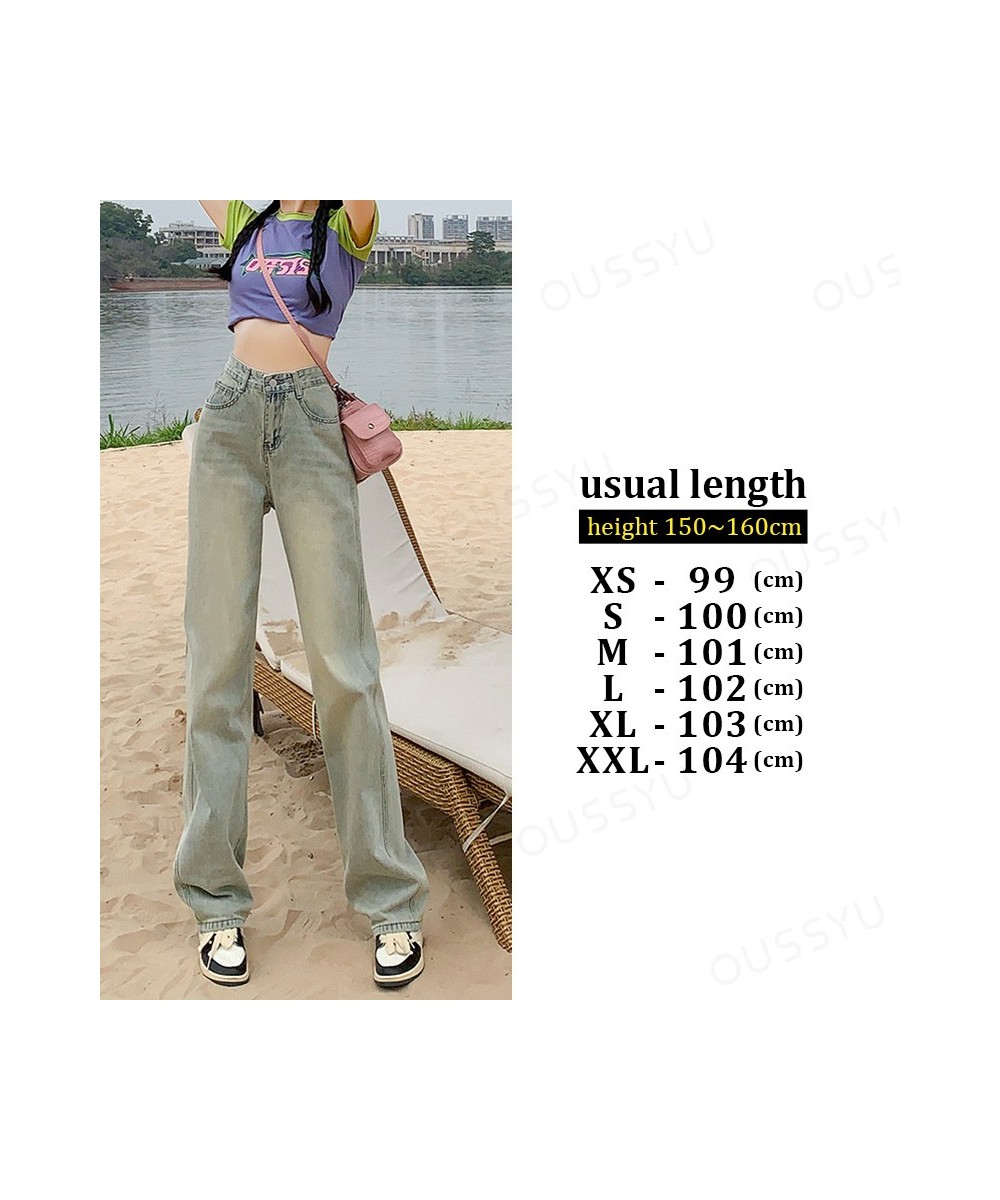 Woman Jeans High Waist Wide Leg Blue Vintage Harajuku BF Style Pants Streetwear Denim Fashion Straight Trousers $44.10 - Jeans