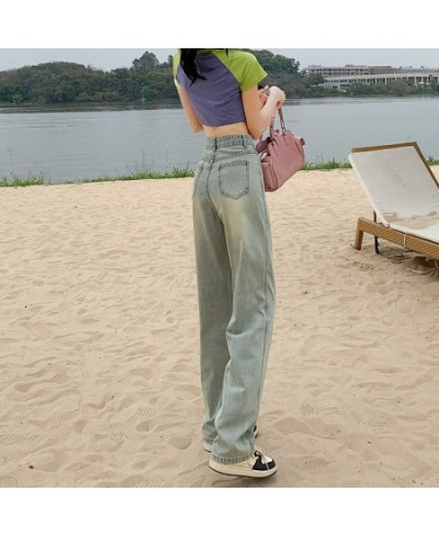 Woman Jeans High Waist Wide Leg Blue Vintage Harajuku BF Style Pants Streetwear Denim Fashion Straight Trousers $44.10 - Jeans