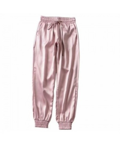 Autumn Black Satin Joggers Women Trousers High Waist Pants Pink Sweat Pants Green Satin Pants Women Sweatpants Winter $31.59 ...