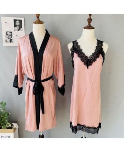 Sexy Satin Robe Lace Sling Nightdress Sets Bride Bridesmaid Kimono Bathrobe Gown Wedding Sleepwear Rayon Intimate Lingerie $5...