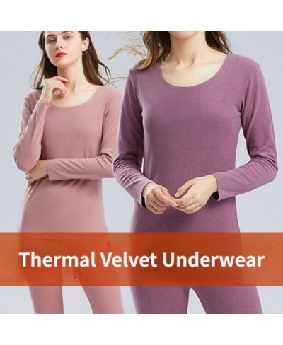 Women velvet thermal underwear set Top & pants constant temperature heating seamless autumn winter $36.17 - Underwear