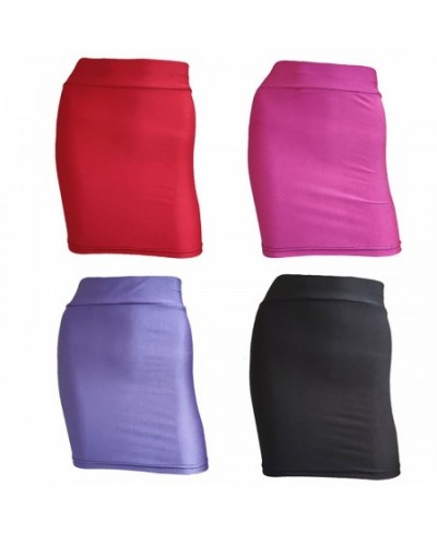 Women Elastic Waistband Skinny Miniskirt Ladies High Waist Solid Color Bodycon Skirt Casual $17.36 - Skirts