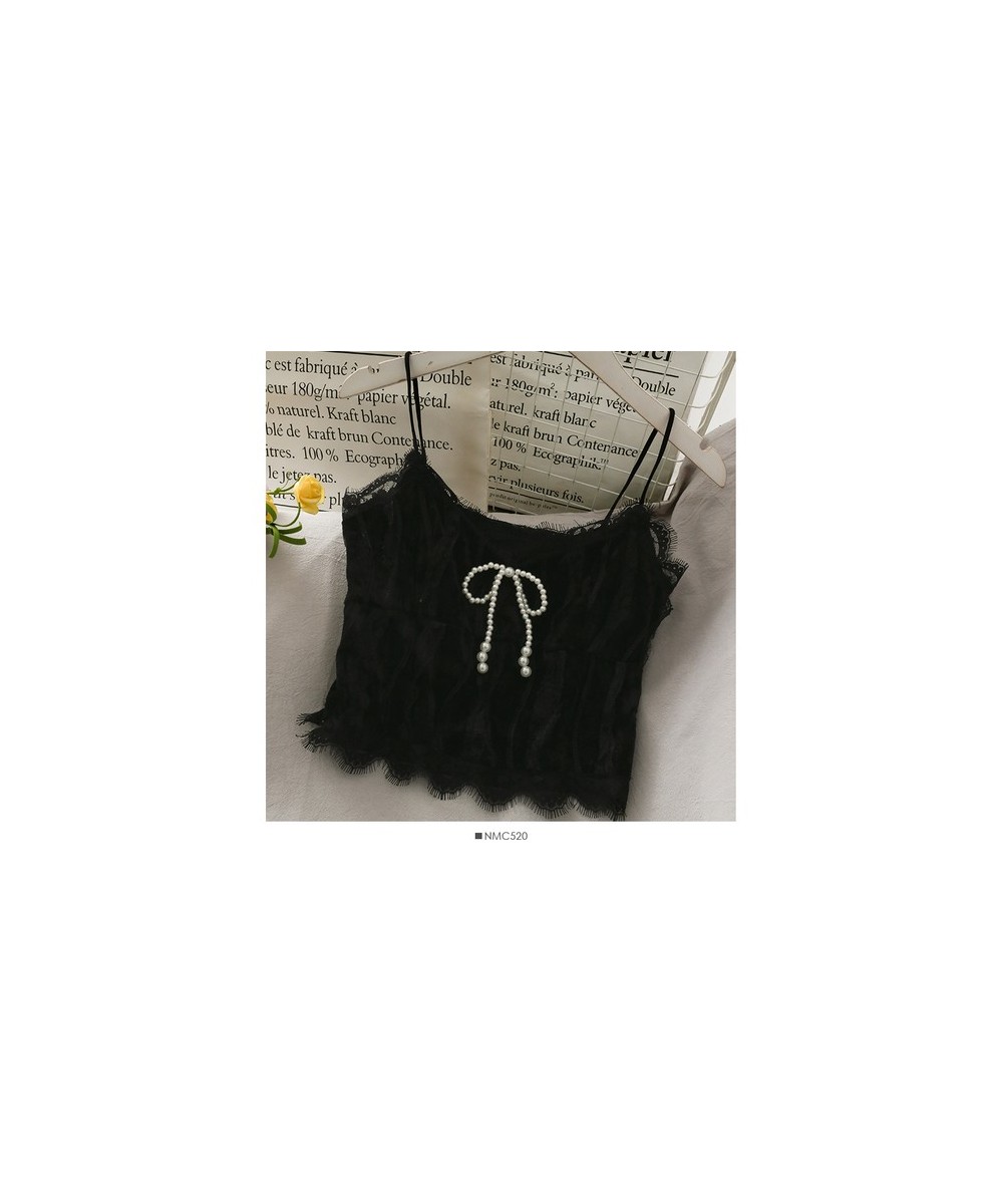 lace tassels crop tops sexy spaghetti strap tanke top off shoulder pearl butterfly slim fit cami for women sling vest $26.57 ...