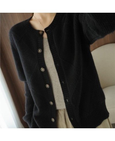 Women Sweaters Autumn Winter Thick Long Sleeve Cardigan Solid Knitted Tops Loose Outerwear Spring O-neck Cardigan 2023 $48.00...