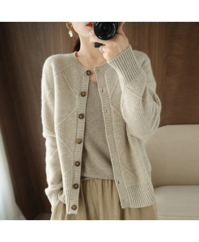 Women Sweaters Autumn Winter Thick Long Sleeve Cardigan Solid Knitted Tops Loose Outerwear Spring O-neck Cardigan 2023 $48.00...