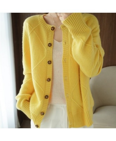 Women Sweaters Autumn Winter Thick Long Sleeve Cardigan Solid Knitted Tops Loose Outerwear Spring O-neck Cardigan 2023 $48.00...