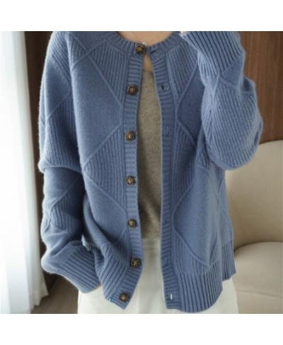 Women Sweaters Autumn Winter Thick Long Sleeve Cardigan Solid Knitted Tops Loose Outerwear Spring O-neck Cardigan 2023 $48.00...