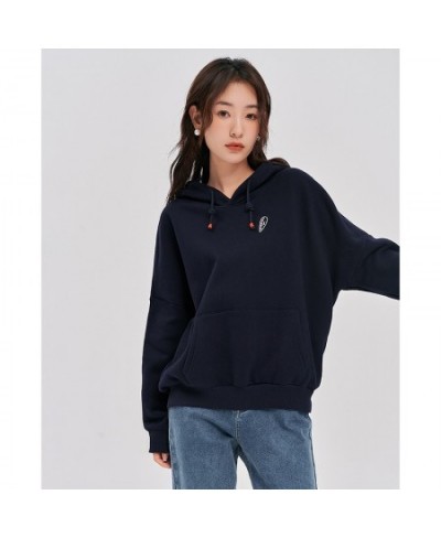 Women Fleece Hooded Sweatshirt 2022 Winter Long Sleeve Loose Drawstring Hoodie Embroidery Casual Streetwear Pullover $59.43 -...