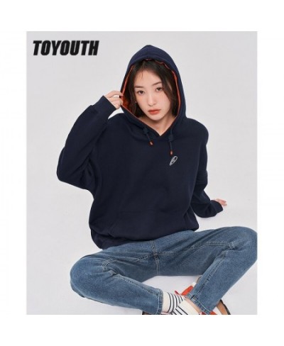 Women Fleece Hooded Sweatshirt 2022 Winter Long Sleeve Loose Drawstring Hoodie Embroidery Casual Streetwear Pullover $59.43 -...