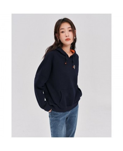 Women Fleece Hooded Sweatshirt 2022 Winter Long Sleeve Loose Drawstring Hoodie Embroidery Casual Streetwear Pullover $59.43 -...