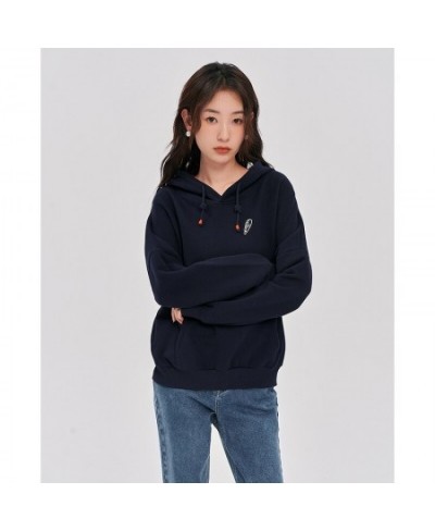 Women Fleece Hooded Sweatshirt 2022 Winter Long Sleeve Loose Drawstring Hoodie Embroidery Casual Streetwear Pullover $59.43 -...