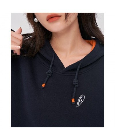 Women Fleece Hooded Sweatshirt 2022 Winter Long Sleeve Loose Drawstring Hoodie Embroidery Casual Streetwear Pullover $59.43 -...