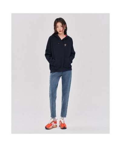 Women Fleece Hooded Sweatshirt 2022 Winter Long Sleeve Loose Drawstring Hoodie Embroidery Casual Streetwear Pullover $59.43 -...