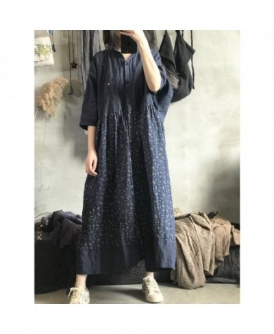 Women Linen Retro Patchwork Printed Dress Ladies Vintage Spliced Dress Female 2022 Spring Summer Dresses $66.52 - Dresses