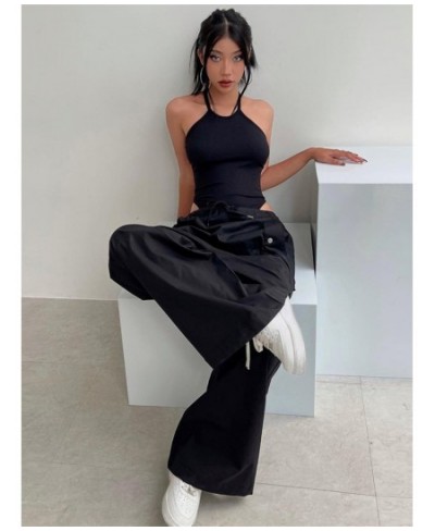 Streetwear Baggy Pants For Women 2022 Drawstring High Waist Pockets Parachute Pants Ladies Black Yellow Trousers $46.41 - Pan...